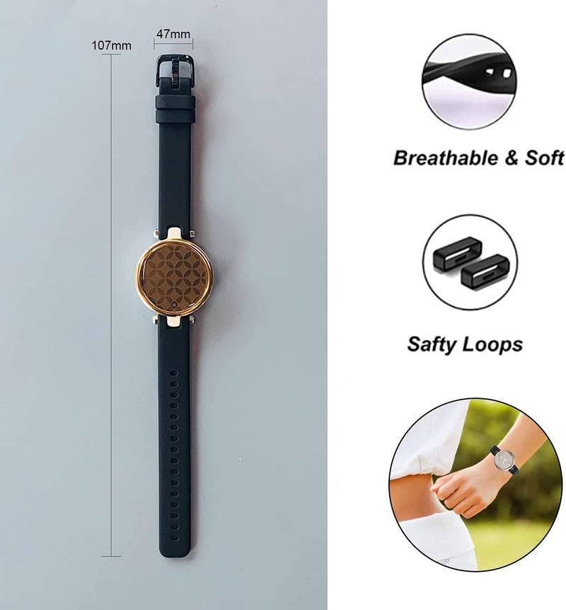 EANWireless Compatible for Garmin Lily Band, Silicone Sport Strap + Metal Classic Stainless Steel Replacement Slim Accessory Fit for Garmin Lily Smartwatch Women Dressy, Rose Gold+Pink - Image 2